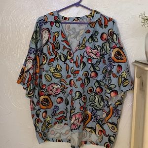 Oversized SHEIN fruit patterned button down shirt/blouse